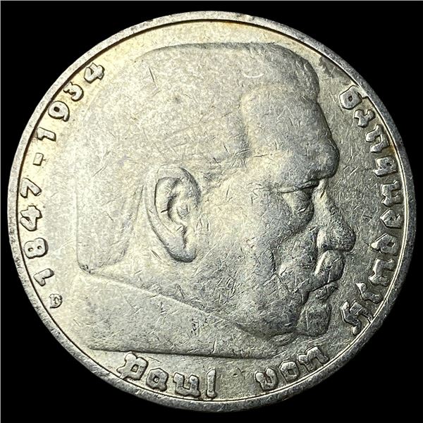 1935D Germany Silver 5 Reichsmark