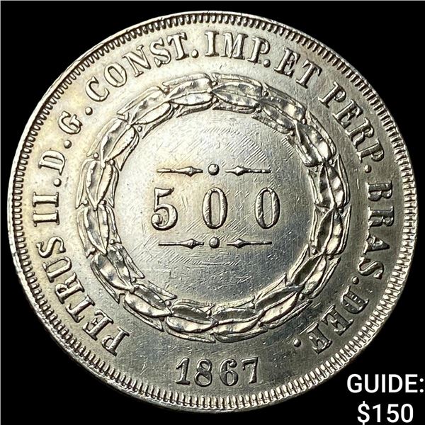 1867 Brazil SIlver 500 Reis