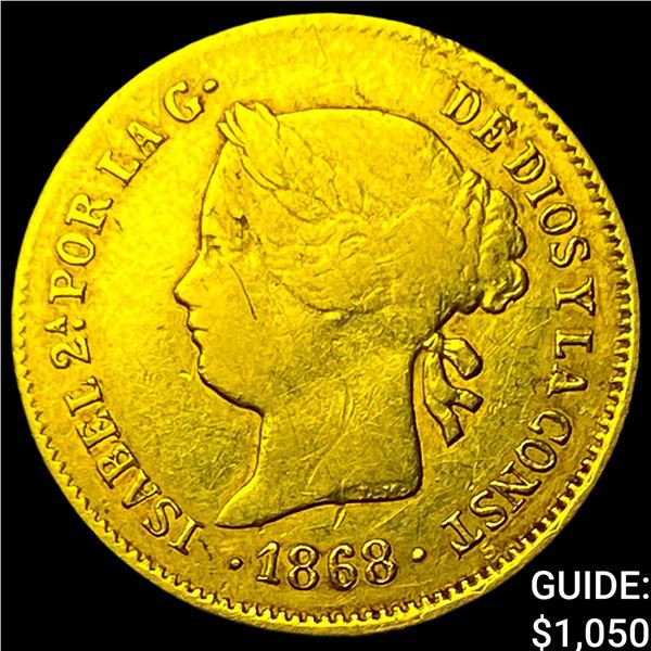 1868 Philippines Gold 1 Peso .0476oz AGW