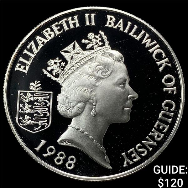 1988 Gurensey Silver 2 Pounds Proof