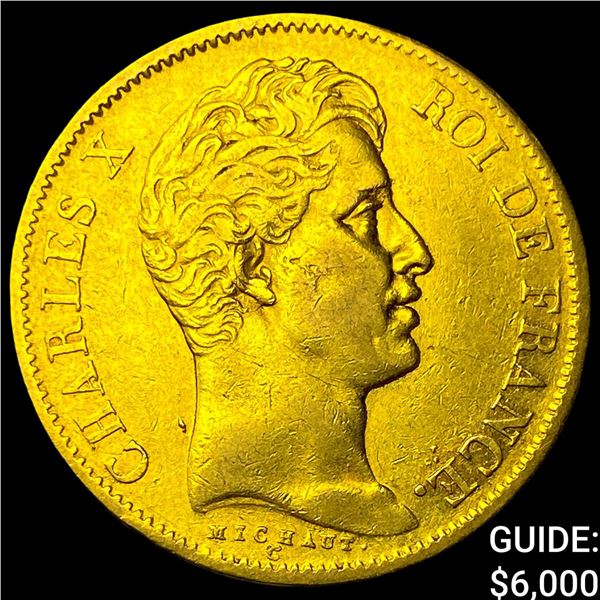 1828A France Charles X Gold 40 Francs KM-721.1