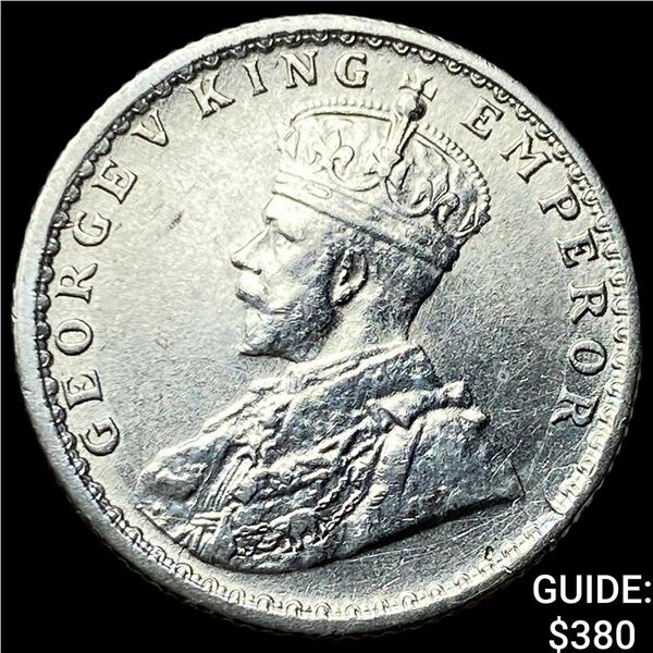 1918 British India Silver 1/4 Rupee