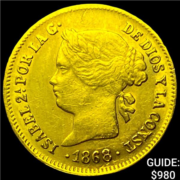 1868 Philippines Gold 1 Peso .0476oz AGW