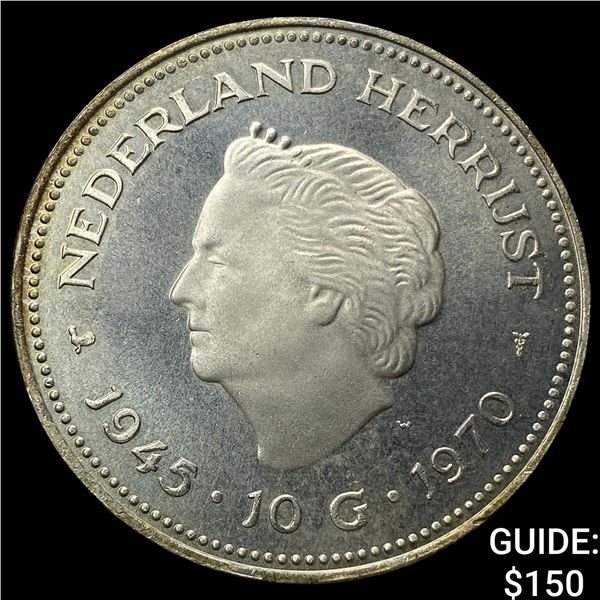 1970 Netherlands Silver 10 Gulden Proof Like