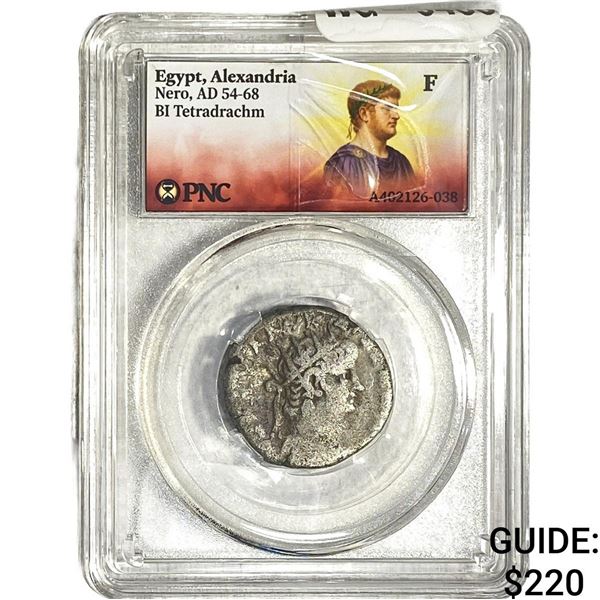 Roman Egypt, Alexandria, 54-68AD Nero Bi Tetradrachm PNC F