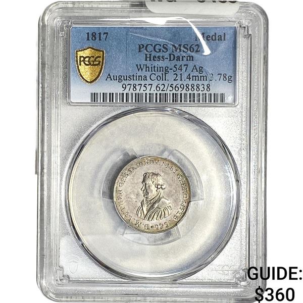 1817 Hess-Darm Silver Medal PCGS MS62
