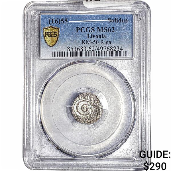 1655 Livonia Silver Solidus PCGS MS62