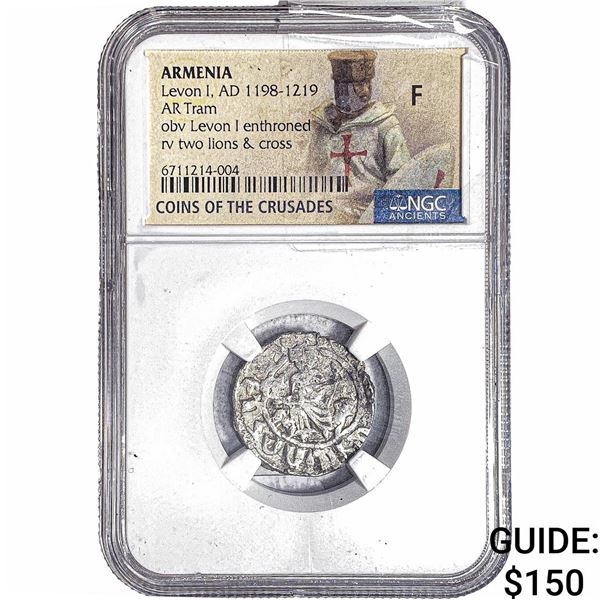 Armenia Crusader Levon I 1198-1219 AD Silver Tram NGC F