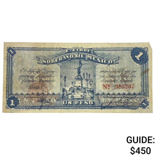 1915 Free and Sovereign State of Mexico 1 Peso