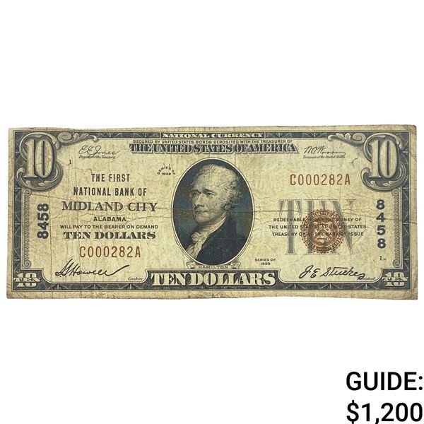 1929 $10 1st Natl. Bank of Midland City Nat. Curr.