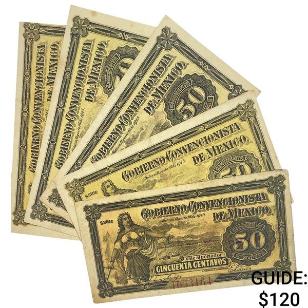 [5 ]1915 Mexico Fractional Currency 50 Centavos