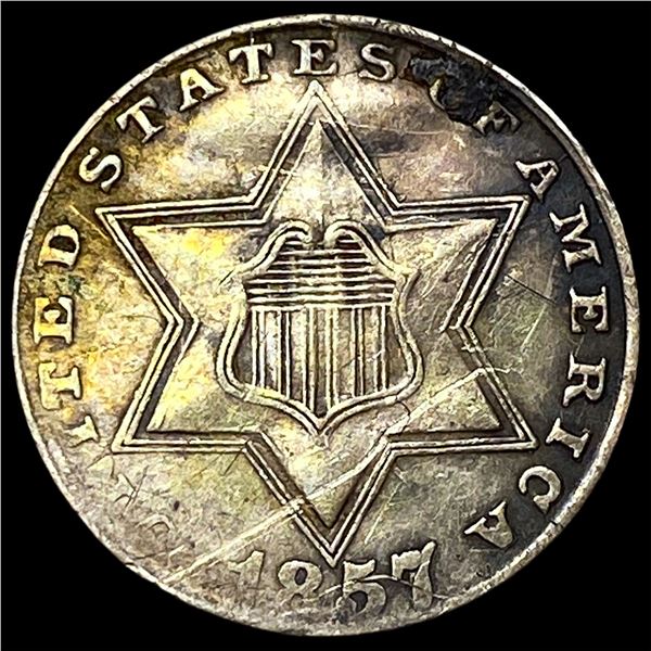 1857 Silver Three-Cent Piece HIGH GRADE
