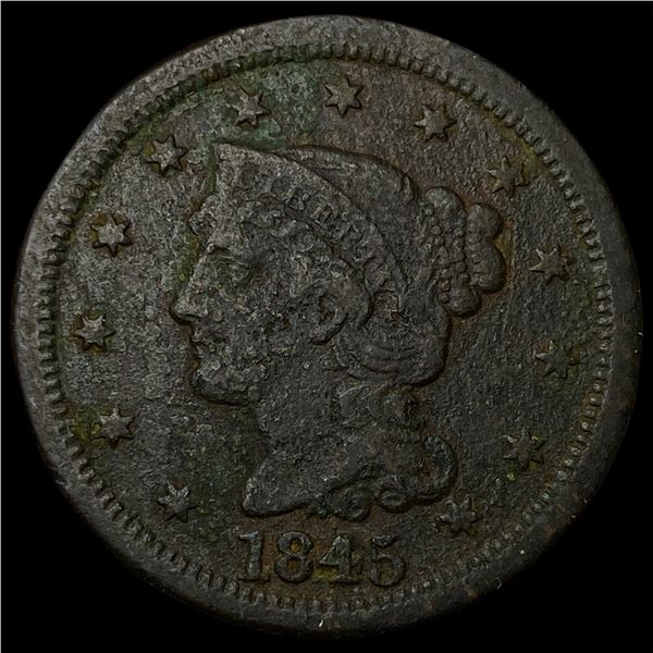 1845 Braided Hair Large Cent LIGHTLY  CIRCULATED