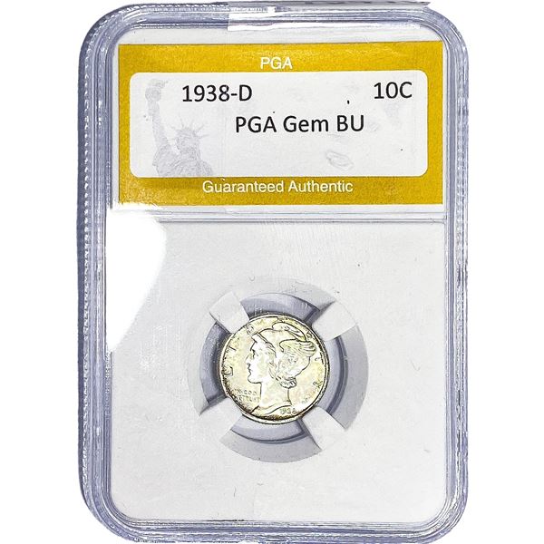 1938-D Mercury Silver Dime PGA BU