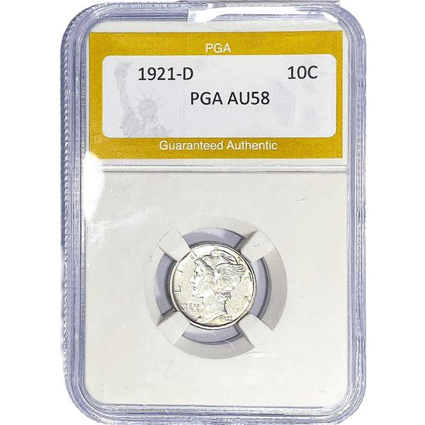 1921-D Mercury Silver Dime PGA AU58