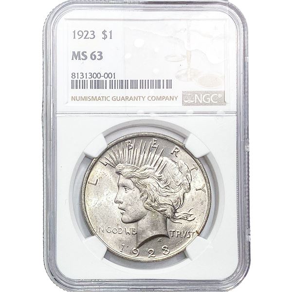 1923 Silver Peace Dollar NGC MS63