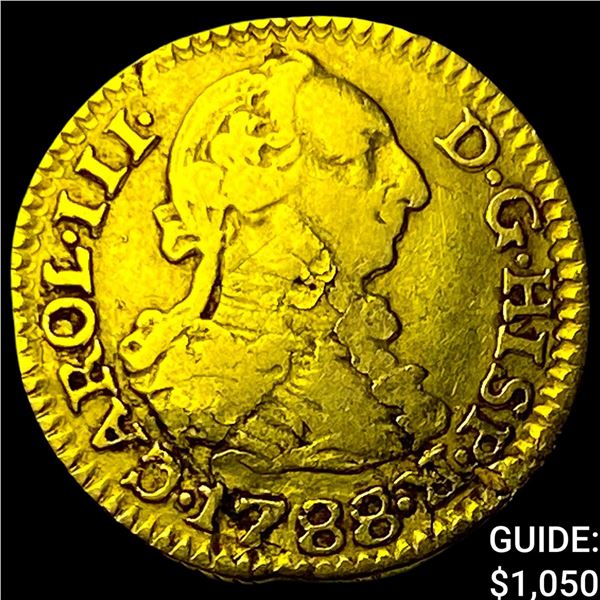 1788 Colonial Spain Gold 1/2 Escudo