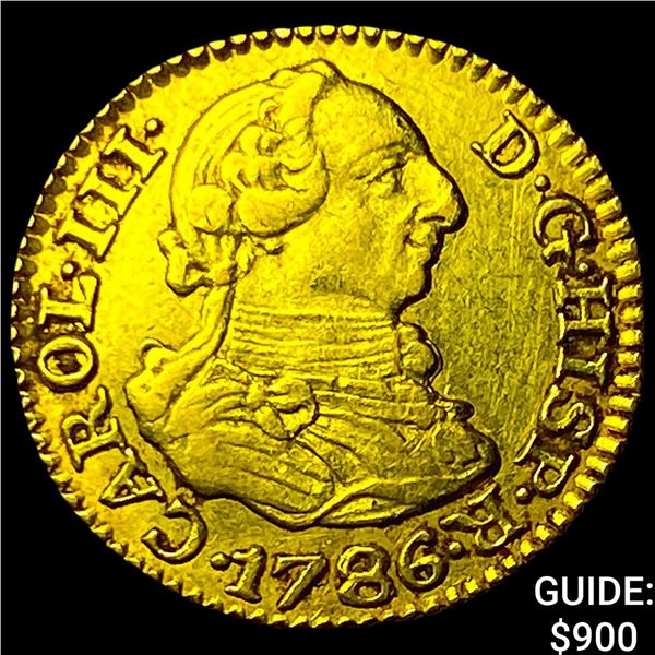 1786 Colonial Spain Gold 1/2 Escudo