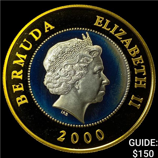 2000 Bermuda Silver/Gold Plated 1 Dollar Proof