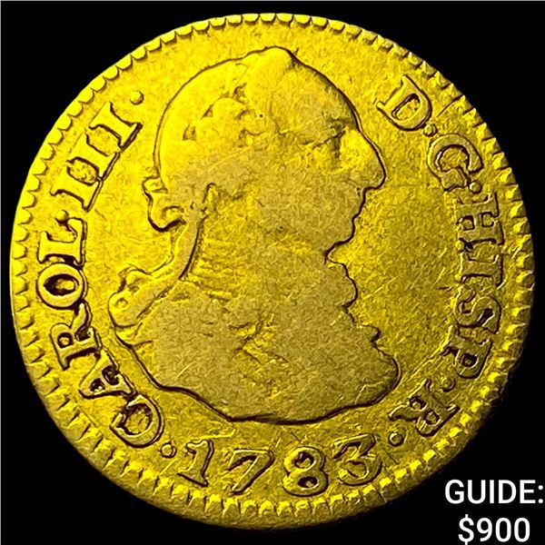 1783 Colonial Spain Gold 1/2 Escudo