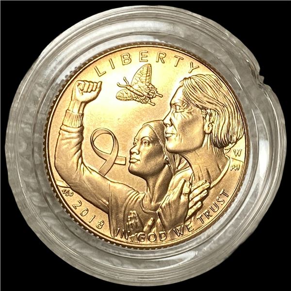 2018-W .21676oz Gold $5 Breast Cancer GEM PROOF