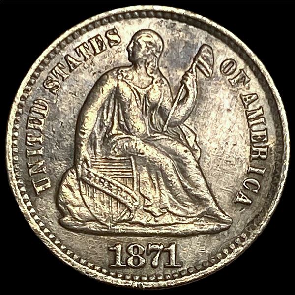 1871 Silver Seated Liberty Half Dime CLOSELY UNCIRCULATED