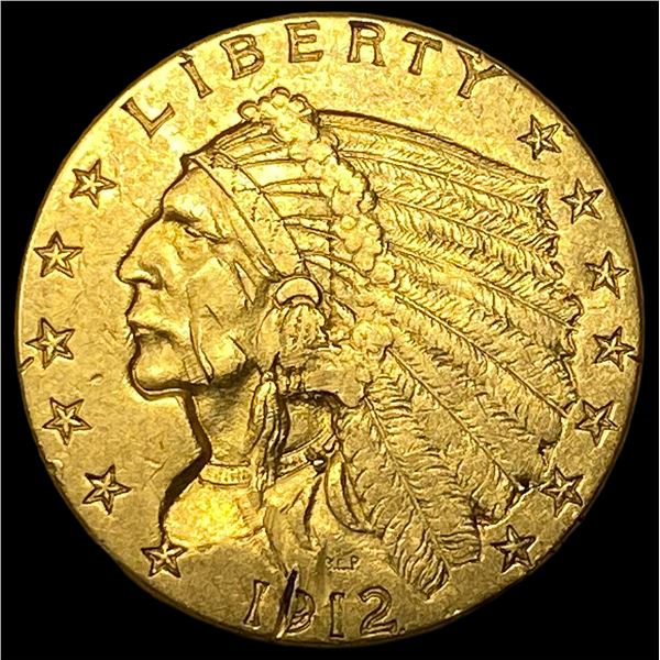 1912 Indian Head Gold $2.50 Quarter Eagle CLOSELY UNCIRCULATED