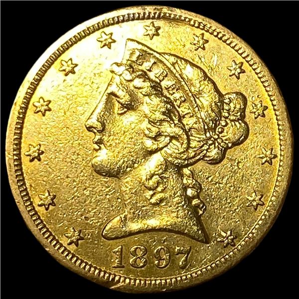 1897-S Liberty Head Gold $5 Half Eagle CLOSELY UNCIRCULATED