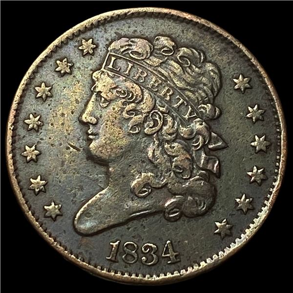 1834 Classic Head Half Cent NEARLY  UNCIRCULATED
