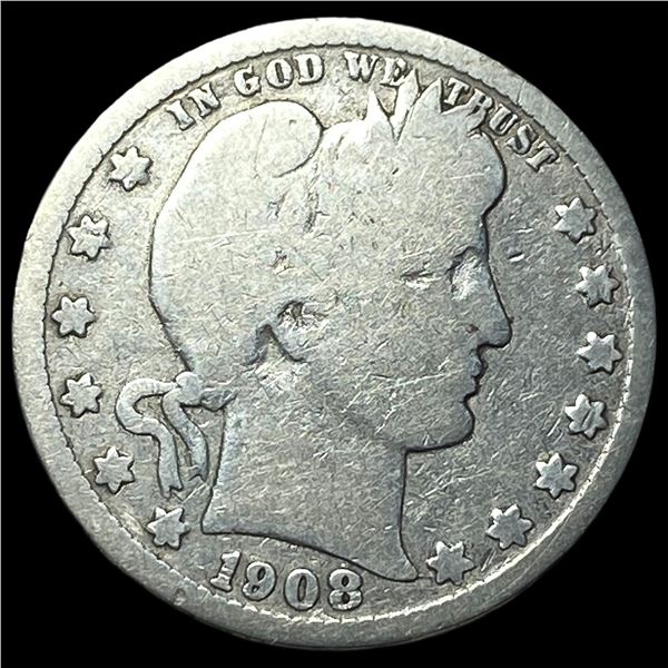 1908-O Silver Barber Quarter LIGHTLY CIRCULATED