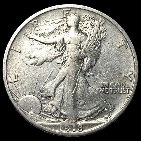 1918-S Silver Walking Liberty Half Dollar CLOSELY UNCIRCULATED