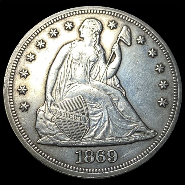 1869 Seated Liberty Silver Dollar CHOICE AU