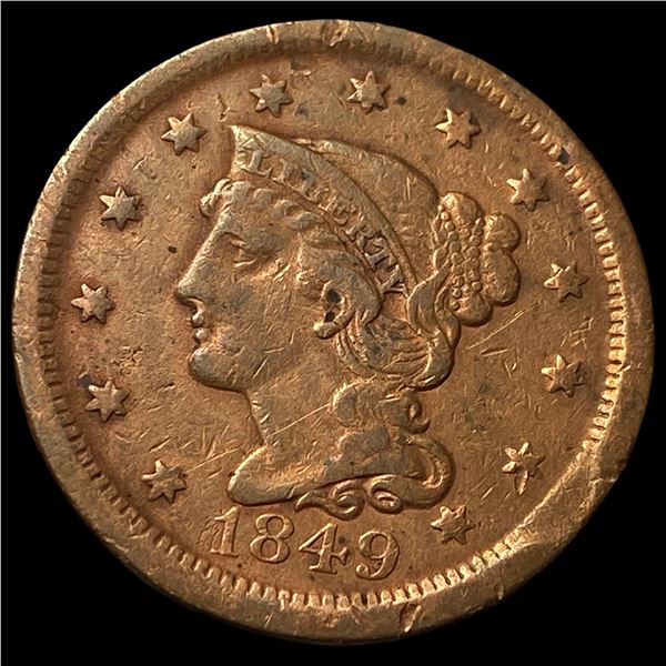 1849 Braided Hair Large Cent NEARLY UNCIRCULATED