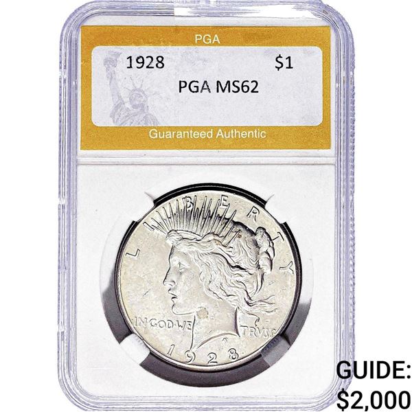 1928 Silver Peace Dollar PGA MS62