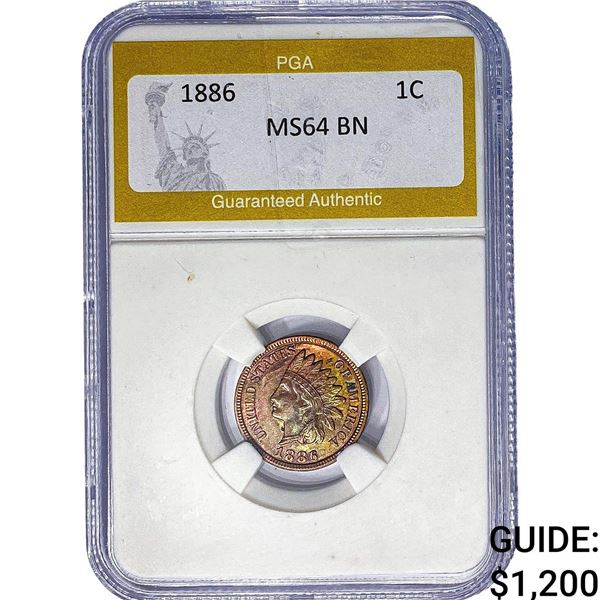 1886 Indian Head Cent PGA MS64 BN