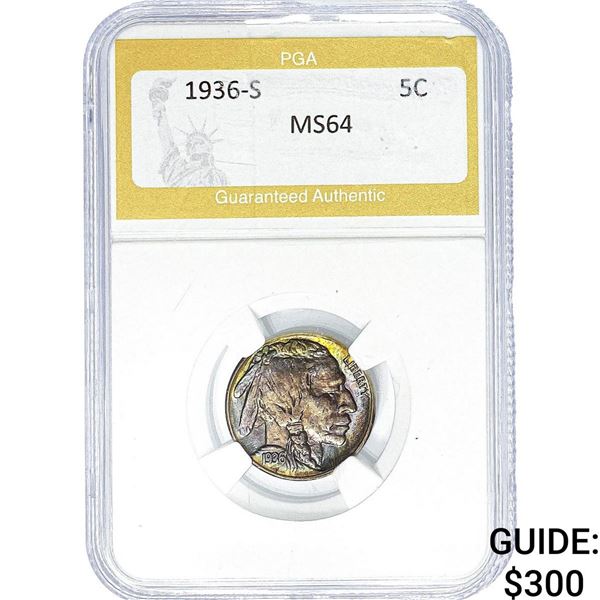 1936-S Buffalo Nickel PGA MS64