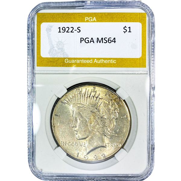 1922-S Silver Peace Dollar PGA MS64