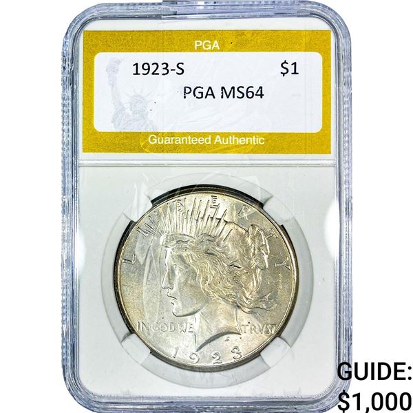 1923-S Silver Peace Dollar PGA MS64