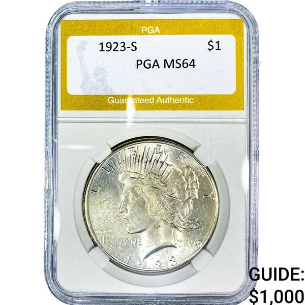 1923-S Silver Peace Dollar PGA MS64