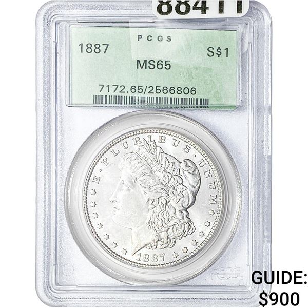 1887 Morgan Silver Dollar PCGS MS65