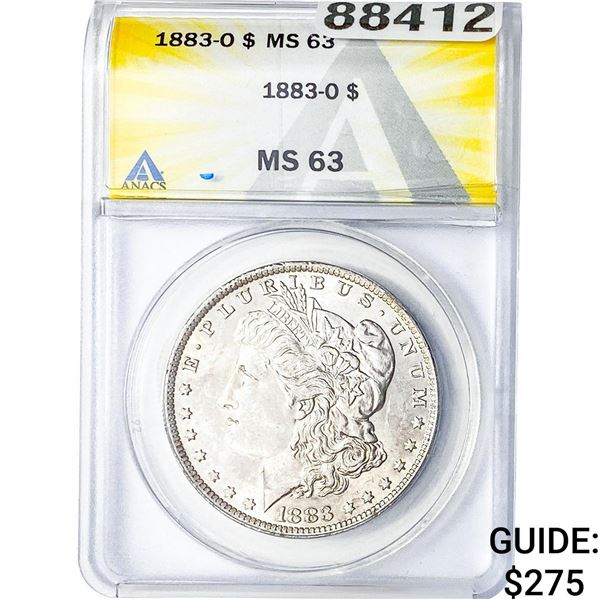 1883-O Morgan Silver Dollar ANACS MS63
