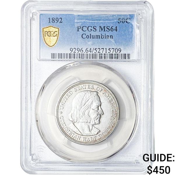 1892 Columbia Half Dollar PCGS MS64