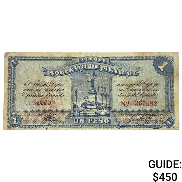1915 Free and Sovereign State of Mexico 1 Peso
