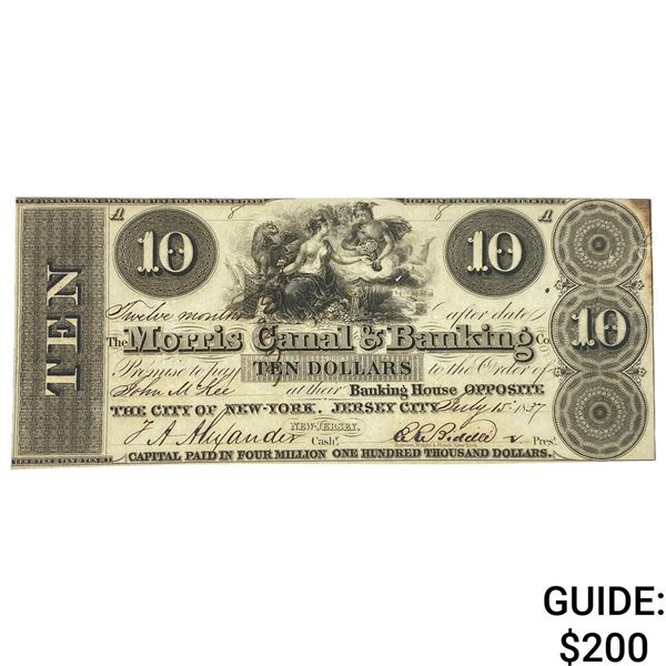 1837 $10 Morris Canal&Banking Co. Banknote
