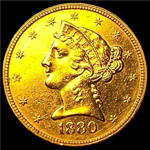 1880 Liberty Head Half Eagle $5 Gold CHOICE  AU