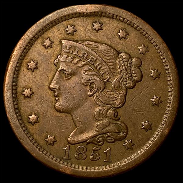1851 Braided Hair Large Cent CLOSELY  UNCIRCULATED