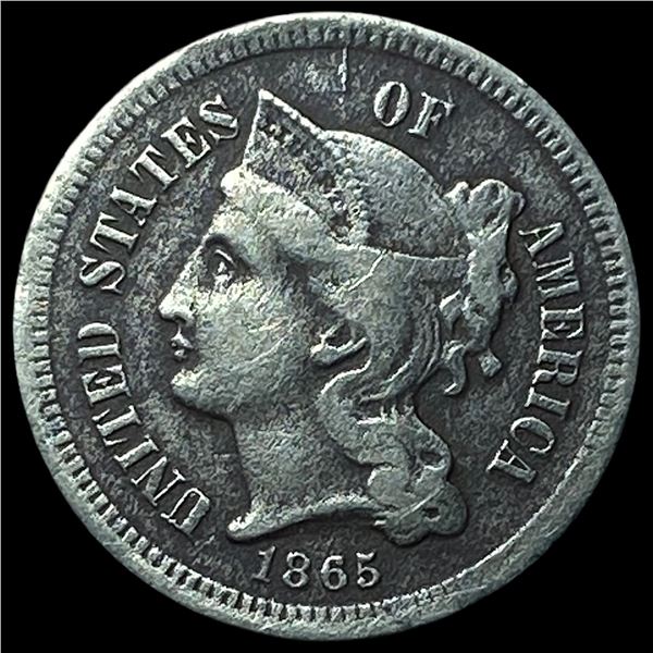 1865 Nickel Three-Cent Piece LIGHTLY  CIRCULATED