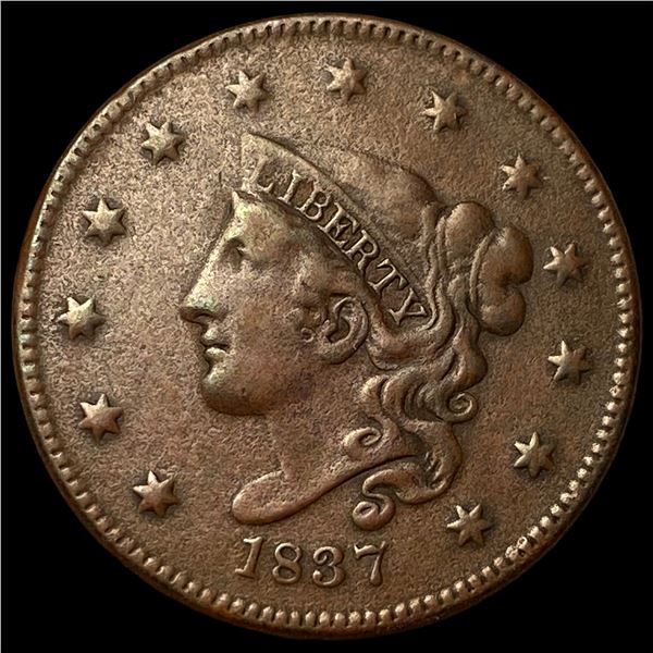 1837 Coronet Head Large Cent NEARLY  UNCIRCULATED