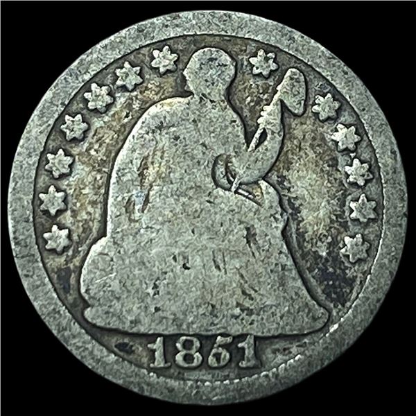 1861-O Silver Half Dime NICELY CIRCULATED
