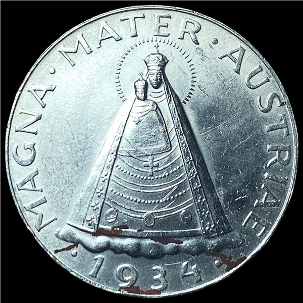 1934 Austria Silver 5 Schilling GEM BU